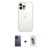 MARSİLYAN™- iPhone 13 Pro Max Kılıf Ahenk Yansıma Prime - Siyah Joko 5D Cam + Mavi Neon Fosforlu Kamera Lens
