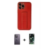 MARSİLYAN™- iPhone 13 Pro Max Kılıf Akış Doku - Şeffaf 360 Full Body Arka Koruyucu + Beyaz Neon Fosforlu Kamera Lens
