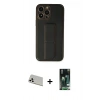 MARSİLYAN™- iPhone 13 Pro Max Kılıf Akış Doku - Şeffaf 360 Full Body Arka Koruyucu + Beyaz Rainbow Kamera Lens Koruma Cam