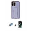 MARSİLYAN™- iPhone 13 Pro Max Kılıf Akış Doku - Şeffaf 360 Full Body Arka Koruyucu + Shine Kamera Lens Koruma Cam - GI