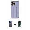 MARSİLYAN™- iPhone 13 Pro Max Kılıf Akış Doku - Şeffaf 360 Full Body Arka Koruyucu + Mavi Neon Fosforlu Kamera Lens