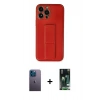 MARSİLYAN™- iPhone 13 Pro Max Kılıf Akış Doku - Şeffaf 360 Full Body Arka Koruyucu + Mavi Neon Fosforlu Kamera Lens