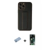 MARSİLYAN™- iPhone 13 Pro Max Kılıf Akış Doku - Şeffaf 360 Full Body Arka Koruyucu + Shine Kamera Lens Koruma Cam - MI