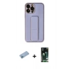 MARSİLYAN™- iPhone 13 Pro Max Kılıf Akış Doku - Şeffaf 360 Full Body Arka Koruyucu + Shine Kamera Lens Koruma Cam - MI