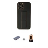 MARSİLYAN™- iPhone 13 Pro Max Kılıf Akış Doku - Şeffaf Maxco Cam Ekran Koruyucu + Renkli Kamera Lens Koruma Cam - PE