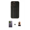 MARSİLYAN™- iPhone 13 Pro Max Kılıf Akış Doku - Şeffaf Maxco Cam Ekran Koruyucu + Neon Fosforlu Kamera Lens - YL