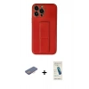 MARSİLYAN™- iPhone 13 Pro Max Kılıf Akış Doku - Şeffaf Pasifik Cam Ekran Koruyucu + Pembe Renkli Kamera Lens Koruma Cam