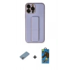 MARSİLYAN™- iPhone 13 Pro Max Kılıf Akış Doku - Siyah 18D Cam Ekran Koruyucu + Shine Kamera Lens Koruma Cam - GI