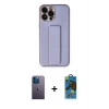 MARSİLYAN™- iPhone 13 Pro Max Kılıf Akış Doku - Siyah 18D Cam Ekran Koruyucu + Neon Fosforlu Kamera Lens - MI