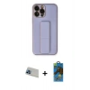 MARSİLYAN™- iPhone 13 Pro Max Kılıf Akış Doku - Siyah 18D Cam Ekran Koruyucu + Mavi Rainbow Kamera Lens Koruma Cam