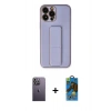 MARSİLYAN™- iPhone 13 Pro Max Kılıf Akış Doku - Siyah 18D Cam Ekran Koruyucu + Neon Fosforlu Kamera Lens - BZ