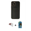 MARSİLYAN™- iPhone 13 Pro Max Kılıf Akış Doku - Siyah 18D Cam Ekran Koruyucu + Pers Alüminyum Kamera Lens - KI