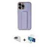 MARSİLYAN™- iPhone 13 Pro Max Kılıf Akış Doku - Siyah 3D Antistatik Cam Ekran Koruyucu + Pers Alüminyum Kamera Lens - LT