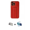 MARSİLYAN™- iPhone 13 Pro Max Kılıf Akış Doku - Siyah 3D Antistatik Cam Ekran Koruyucu + Rainbow Kamera Lens Koruma Cam - MR