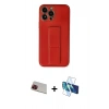 MARSİLYAN™- iPhone 13 Pro Max Kılıf Akış Doku - Siyah 3D Antistatik Cam Ekran Koruyucu + Rainbow Kamera Lens Koruma Cam - KI