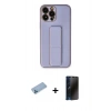 MARSİLYAN™- iPhone 13 Pro Max Kılıf Akış Doku - Siyah 3D Antistatik Hayalet Cam Ekran Koruyucu + Shine Kamera Lens Koruma Cam - MI