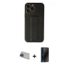 MARSİLYAN™- iPhone 13 Pro Max Kılıf Akış Doku - Siyah 3D Antistatik Hayalet Cam Ekran Koruyucu + Rainbow Kamera Lens Koruma Cam - MI