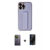 MARSİLYAN™- iPhone 13 Pro Max Kılıf Akış Doku - Siyah 3D Antistatik Hayalet Cam Ekran Koruyucu + Neon Fosforlu Kamera Lens - YL