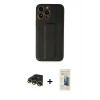 MARSİLYAN™- iPhone 13 Pro Max Kılıf Akış Doku - Siyah 6D Mat Seramik Hayalet Nano Ekran Koruyucu + Raze Metal Kamera Lens - GD