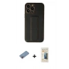 MARSİLYAN™- iPhone 13 Pro Max Kılıf Akış Doku - Siyah 6D Mat Seramik Hayalet Nano Ekran Koruyucu + Pembe Shine Kamera Lens Koruma Cam