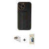 MARSİLYAN™- iPhone 13 Pro Max Kılıf Akış Doku - Siyah 6D Mat Seramik Hayalet Nano Ekran Koruyucu + Pers Alüminyum Kamera Lens - GD