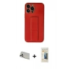 MARSİLYAN™- iPhone 13 Pro Max Kılıf Akış Doku - Siyah 6D Mat Seramik Hayalet Nano Ekran Koruyucu + Rainbow Kamera Lens Koruma Cam - BZ