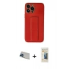 MARSİLYAN™- iPhone 13 Pro Max Kılıf Akış Doku - Siyah 6D Mat Seramik Hayalet Nano Ekran Koruyucu + Rainbow Kamera Lens Koruma Cam - MI