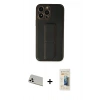MARSİLYAN™- iPhone 13 Pro Max Kılıf Akış Doku - Siyah 6D Mat Seramik Hayalet Nano Ekran Koruyucu + Rainbow Kamera Lens Koruma Cam - BZ