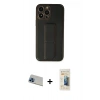 MARSİLYAN™- iPhone 13 Pro Max Kılıf Akış Doku - Siyah 6D Mat Seramik Hayalet Nano Ekran Koruyucu + Rainbow Kamera Lens Koruma Cam - MI