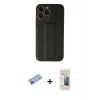 MARSİLYAN™- iPhone 13 Pro Max Kılıf Akış Doku - Siyah 6D Mat Seramik Hayalet Nano Ekran Koruyucu + Shine Kamera Lens Koruma Cam - MI