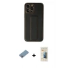 MARSİLYAN™- iPhone 13 Pro Max Kılıf Akış Doku - Siyah 6D Mat Seramik Hayalet Nano Ekran Koruyucu + Shine Kamera Lens Koruma Cam - GI