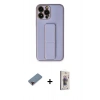 MARSİLYAN™- iPhone 13 Pro Max Kılıf Akış Doku - Siyah Bilvis 3D Cam Ekran Koruyucu + Kırmızı Metal Kamera Lens Koruma Cam