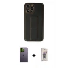 MARSİLYAN™- iPhone 13 Pro Max Kılıf Akış Doku - Siyah Bilvis 3D Cam Ekran Koruyucu + Neon Fosforlu Kamera Lens - YL