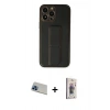MARSİLYAN™- iPhone 13 Pro Max Kılıf Akış Doku - Siyah Bilvis 3D Cam Ekran Koruyucu + Rainbow Kamera Lens Koruma Cam - MI