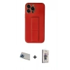 MARSİLYAN™- iPhone 13 Pro Max Kılıf Akış Doku - Siyah Bilvis 3D Cam Ekran Koruyucu + Rainbow Kamera Lens Koruma Cam - MI