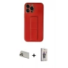 MARSİLYAN™- iPhone 13 Pro Max Kılıf Akış Doku - Siyah Bilvis 3D Cam Ekran Koruyucu + Rainbow Kamera Lens Koruma Cam - REGD