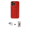 MARSİLYAN™- iPhone 13 Pro Max Kılıf Akış Doku - Siyah Bilvis 3D Cam Ekran Koruyucu + Sierra Blue Pers Alüminyum Kamera Lens