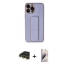 MARSİLYAN™- iPhone 13 Pro Max Kılıf Akış Doku - Siyah Bilvis 3D Mat Cam Ekran Koruyucu + Raze Metal Kamera Lens - GD