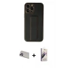 MARSİLYAN™- iPhone 13 Pro Max Kılıf Akış Doku - Siyah Bilvis 3D Mat Cam Ekran Koruyucu + Mor Rainbow Kamera Lens Koruma Cam