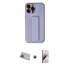 MARSİLYAN™- iPhone 13 Pro Max Kılıf Akış Doku - Siyah Bilvis 3D Mat Cam Ekran Koruyucu + Mor Rainbow Kamera Lens Koruma Cam