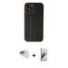 MARSİLYAN™- iPhone 13 Pro Max Kılıf Akış Doku - Siyah Bilvis 3D Mat Cam Ekran Koruyucu + Pers Alüminyum Kamera Lens - GD