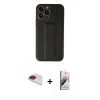 MARSİLYAN™- iPhone 13 Pro Max Kılıf Akış Doku - Siyah Bilvis 3D Mat Cam Ekran Koruyucu + Pers Alüminyum Kamera Lens - KI