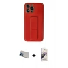 MARSİLYAN™- iPhone 13 Pro Max Kılıf Akış Doku - Siyah Bilvis 3D Mat Cam Ekran Koruyucu + Rainbow Kamera Lens Koruma Cam - MI