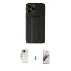 MARSİLYAN™- iPhone 13 Pro Max Kılıf Akış Doku - Siyah Bilvis 3D Mat Cam Ekran Koruyucu + Shine Kamera Lens - GD
