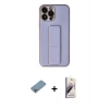 MARSİLYAN™- iPhone 13 Pro Max Kılıf Akış Doku - Siyah Bilvis 3D Mat Cam Ekran Koruyucu + Shine Kamera Lens Koruma Cam - GI