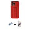 MARSİLYAN™- iPhone 13 Pro Max Kılıf Akış Doku - Siyah Bilvis 3D Mat Cam Ekran Koruyucu + Shine Kamera Lens Koruma Cam - MI