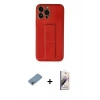 MARSİLYAN™- iPhone 13 Pro Max Kılıf Akış Doku - Siyah Bilvis 3D Mat Cam Ekran Koruyucu + Shine Kamera Lens Koruma Cam - GI