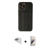 MARSİLYAN™- iPhone 13 Pro Max Kılıf Akış Doku - Siyah Bilvis 3D Mat Cam Ekran Koruyucu + Pers Alüminyum Kamera Lens - SABE