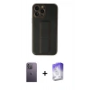 MARSİLYAN™- iPhone 13 Pro Max Kılıf Akış Doku - Siyah Bilvis 5in1 3D Magic Cam Ekran Koruyucu + Neon Fosforlu Kamera Lens - BZ