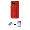 MARSİLYAN™- iPhone 13 Pro Max Kılıf Akış Doku - Siyah Bilvis 5in1 3D Magic Cam Ekran Koruyucu + Gökkuşağı Shine Kamera Lens Koruma Cam